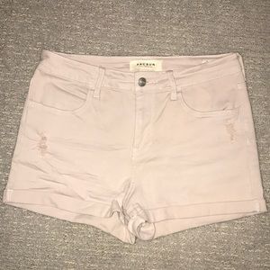 Light pink/ mauve stretchy denim shorts